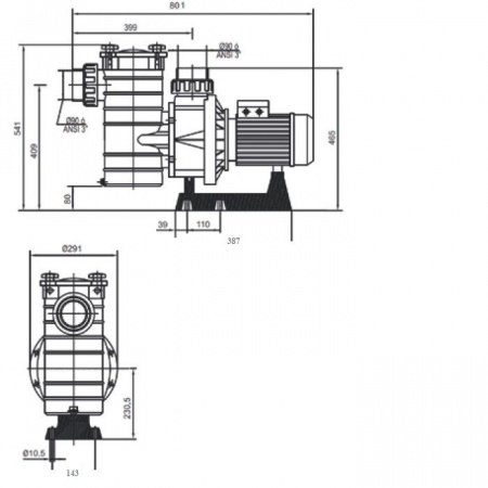 Насос для бассейна Hayward HCP38303E KAP300 T1 IE3 (48м³/ч 2.21кВт 380В)