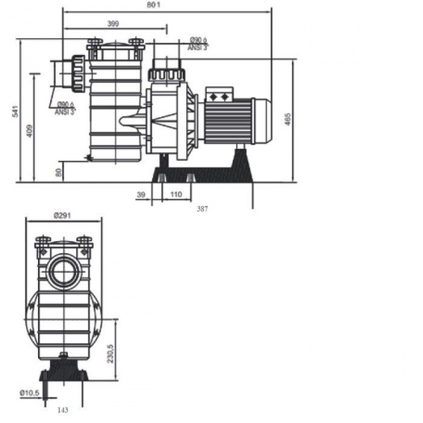 Насос для бассейна Hayward HCP38453E KAP450 T1 IE3 (66м³/ч 3.31кВт 380В)