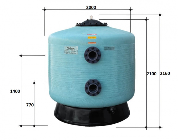 Фильтр 157м3/ч Gemas TURBIDRON 2000мм M1 фланец 160 мм (021721)