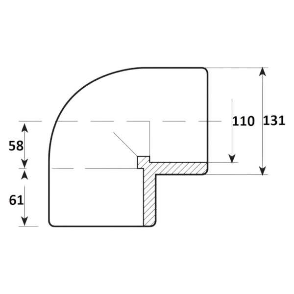 Угол 90° 110мм Aquaram (12H) (7101110), (1 шт)