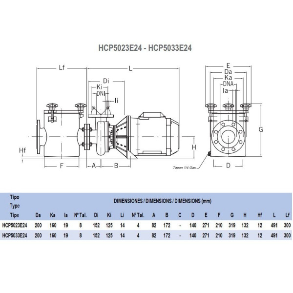 Насос для бассейна Hayward HCP5033E24 (27м³/ч 2.21кВт 380В)