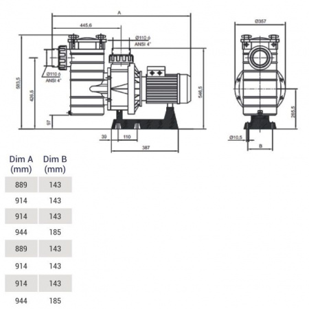 Насос для бассейна Hayward HCP40753E KAN760 (104.5м³/ч 5.52кВт 380В)