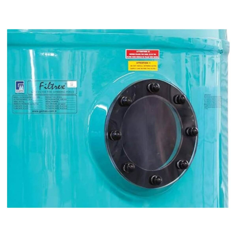 Фильтр  21,5м3/ч Gemas FILTREX-NORM PLUS 830мм 2" М1,2 30м3/ч/м2 Дюз.дно+Люк+См.окно (021412)