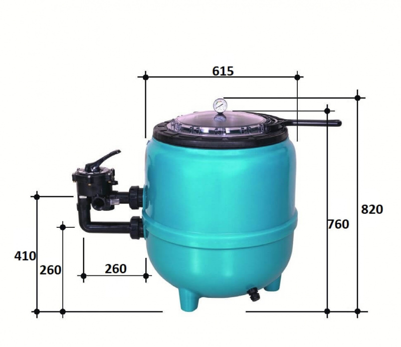 Фильтр  15м3/ч Gemas FILTRONE LLT 615мм прозр. крышка 400 с боковым вентилем 1 1/2" (021813LLT), шт