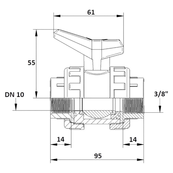 Кран шаровой 3/8" DN10 Aquaram Teflon-EPDM (48N) (1120016), шт