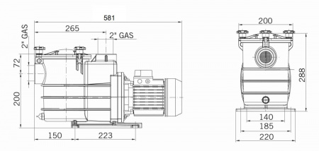 Насос с префильтром  22,1м3/ч PSH ND.2-24T Н=10 1,1кВт 400В (морская вода) (1ND20150T4V), шт