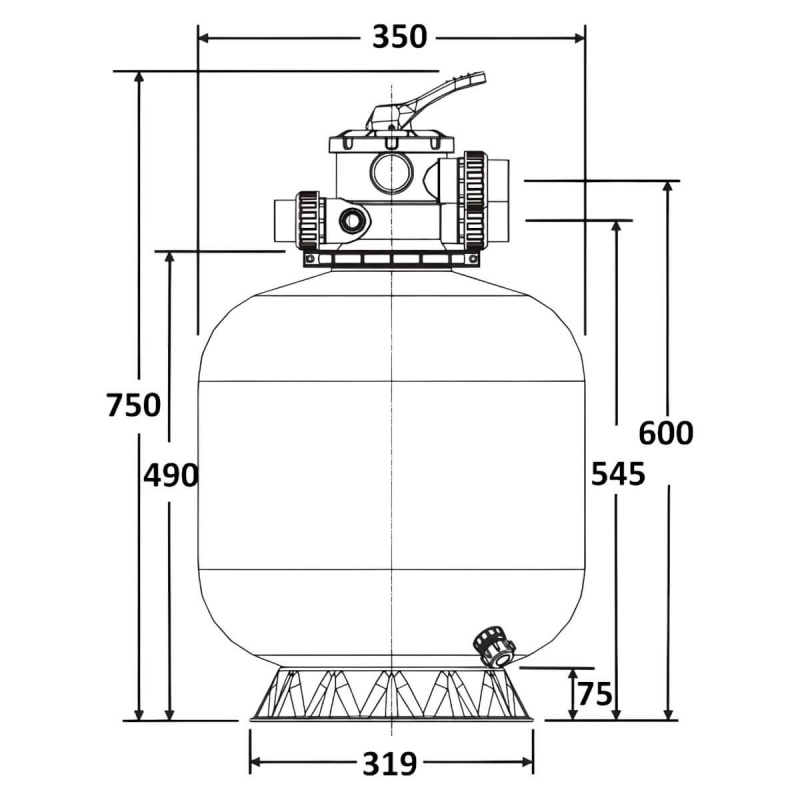 Фильтр   5м3/ч Laswim P-DG 350мм пластиковый с верхним вентилем 1 1/2" (P-DG350), шт