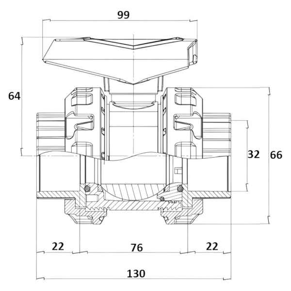 Кран шаровой  32мм Gemas HDPE-EPDM (20) (131113), шт