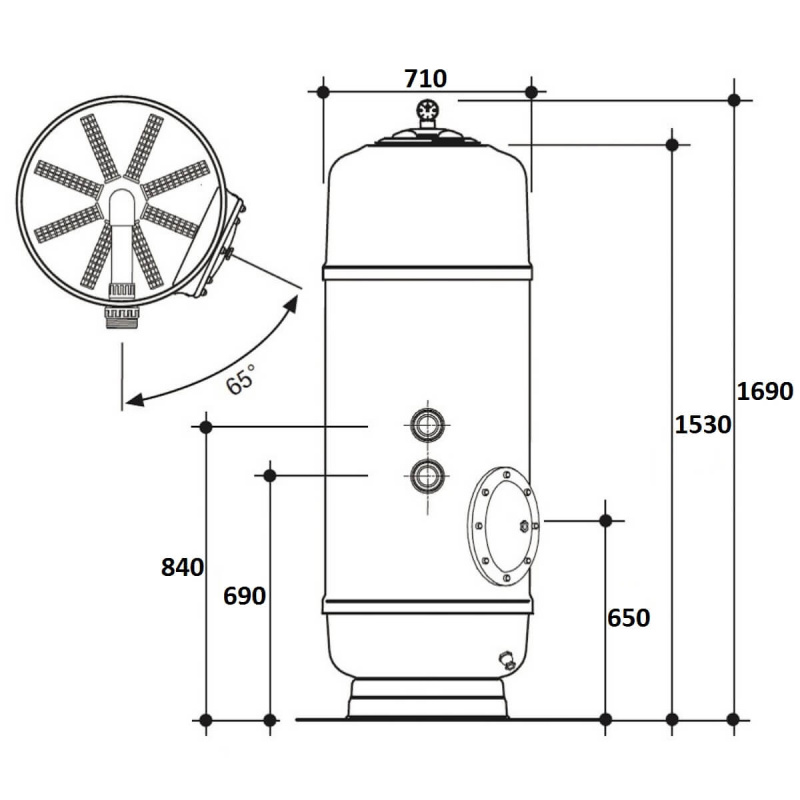 Фильтр  20м3/ч Gemas FILTREX HB 710мм М1 с боковым вентилем 2" (021313HB), шт