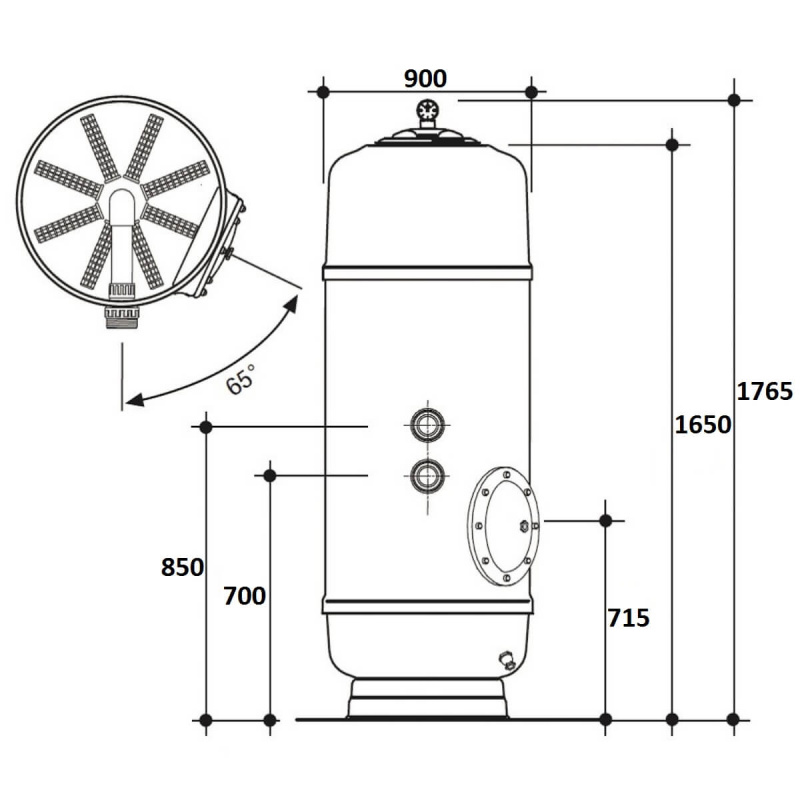 Фильтр  32м3/ч Gemas FILTREX HB 900мм М1 с боковым вентилем 2" (021315HB)
