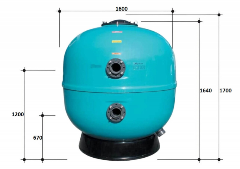 Фильтр 100м3/ч Gemas NEPTUNE COMMERCIAL 1600мм М1 фланец 125 мм черная крышка 400 (021218)