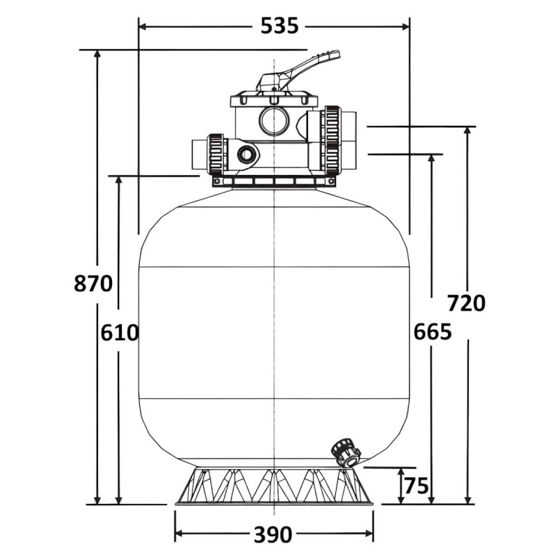 Фильтр  11,5м3/ч Laswim P-DG 535мм пластиковый с верхним вентилем 1 1/2" (P-DG500), шт