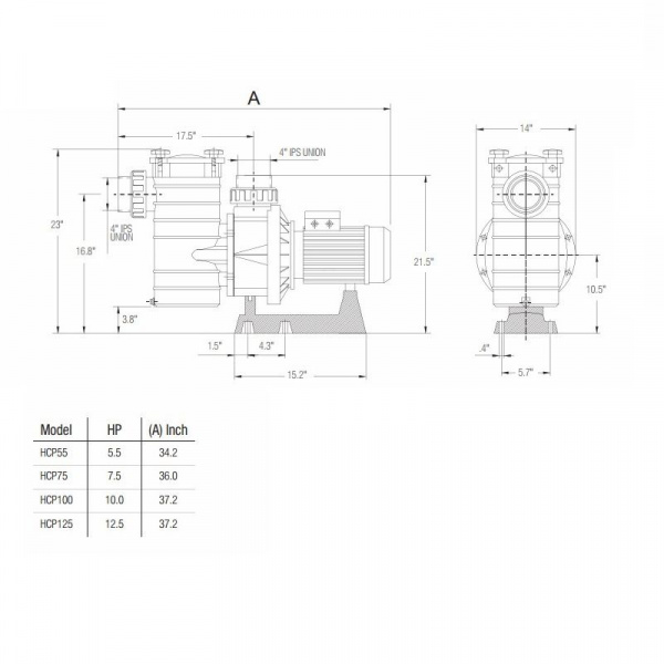 Насос для бассейна Hayward HCP401253E KAN1270 (137м³/ч*12м 10.2кВт 380В)