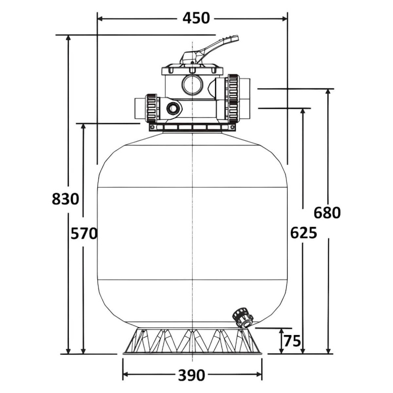 Фильтр   8м3/ч Laswim WL-ADG 450мм мотаный с верхним вентилем 1 1/2" (WL-ADG450)