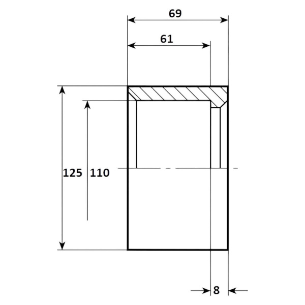 Втулка переход 125 x 110мм Aquaram (12C) (7106125), (2 шт)