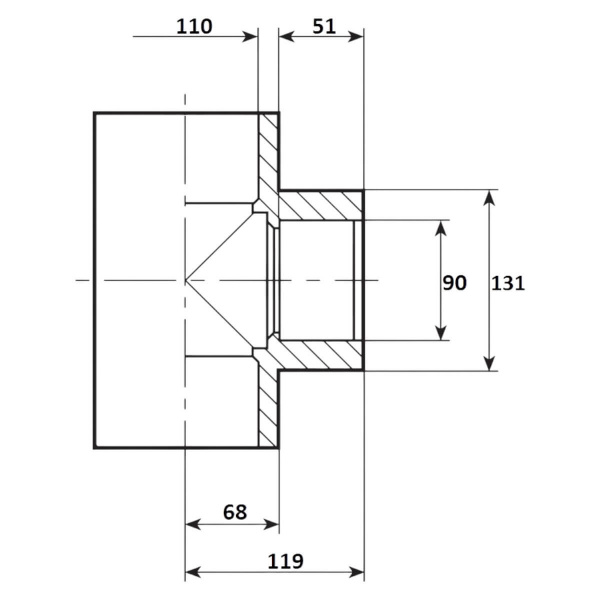Тройник 90° редукционный 110 x 90мм Aquaram (9H) (7104110), шт