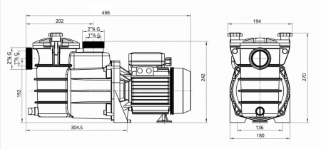 Насос с префильтром   7,9м3/ч PSH MINI-50M Н=10 0,37кВт 230В (морская вода) (1MIN0050M2V), шт