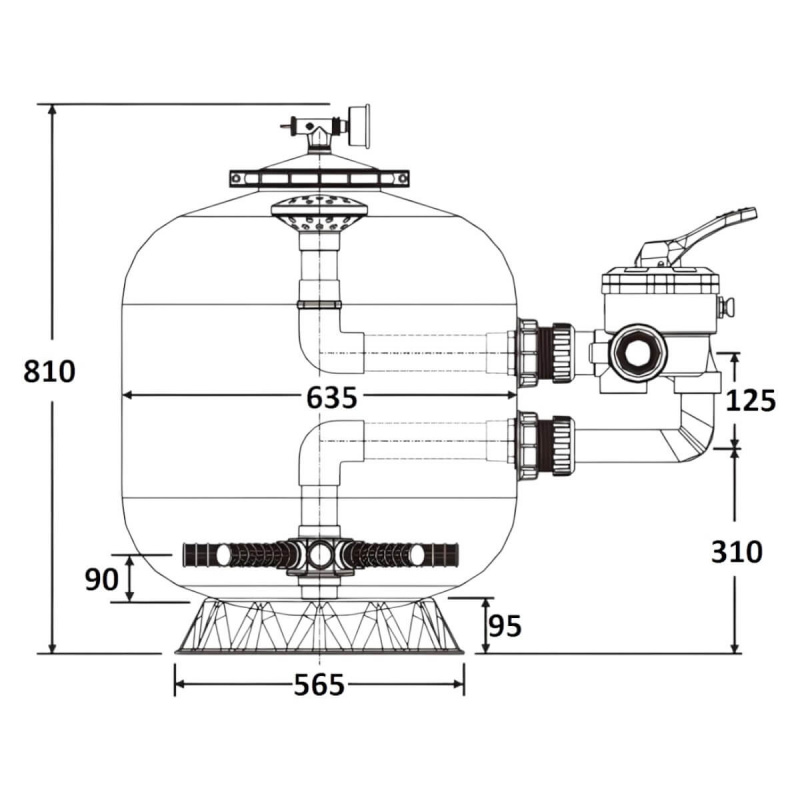 Фильтр 16м3/ч Laswim P-CG 635мм пластиковый с боковым вентилем 1 1/2" (P-CG650)